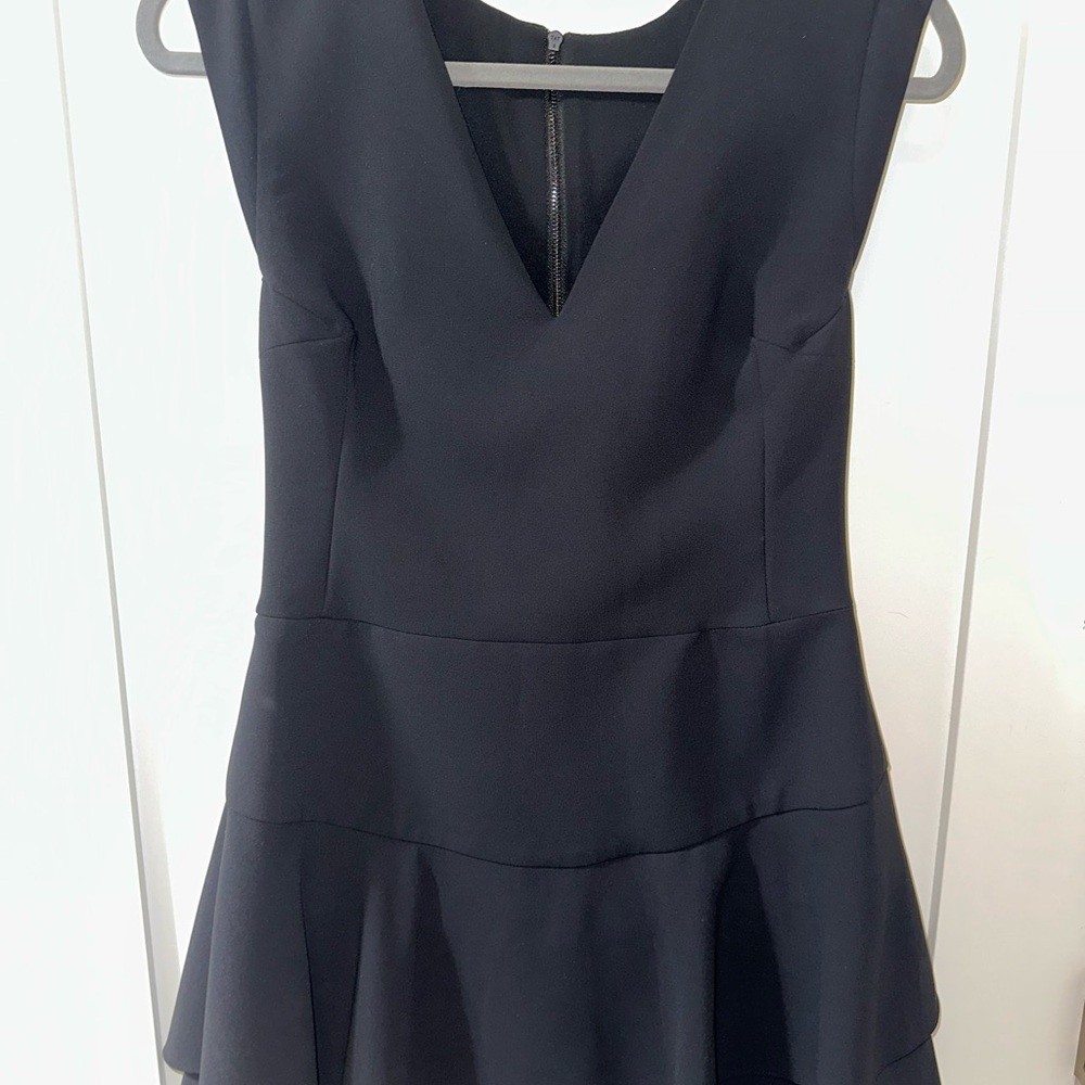 Alice + Olivia Black V-Neck Mini Dress